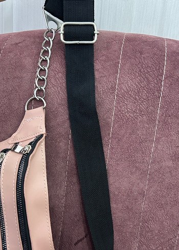 Pembe Deri Kemerli Kadın Çapraz Omuz-Bel Çanta - Görsel 4