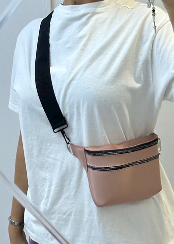 Pembe Deri Kemerli Kadın Çapraz Omuz-Bel Çanta - Görsel 7