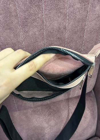 Pembe Deri Kemerli Kadın Çapraz Omuz-Bel Çanta - Görsel 5