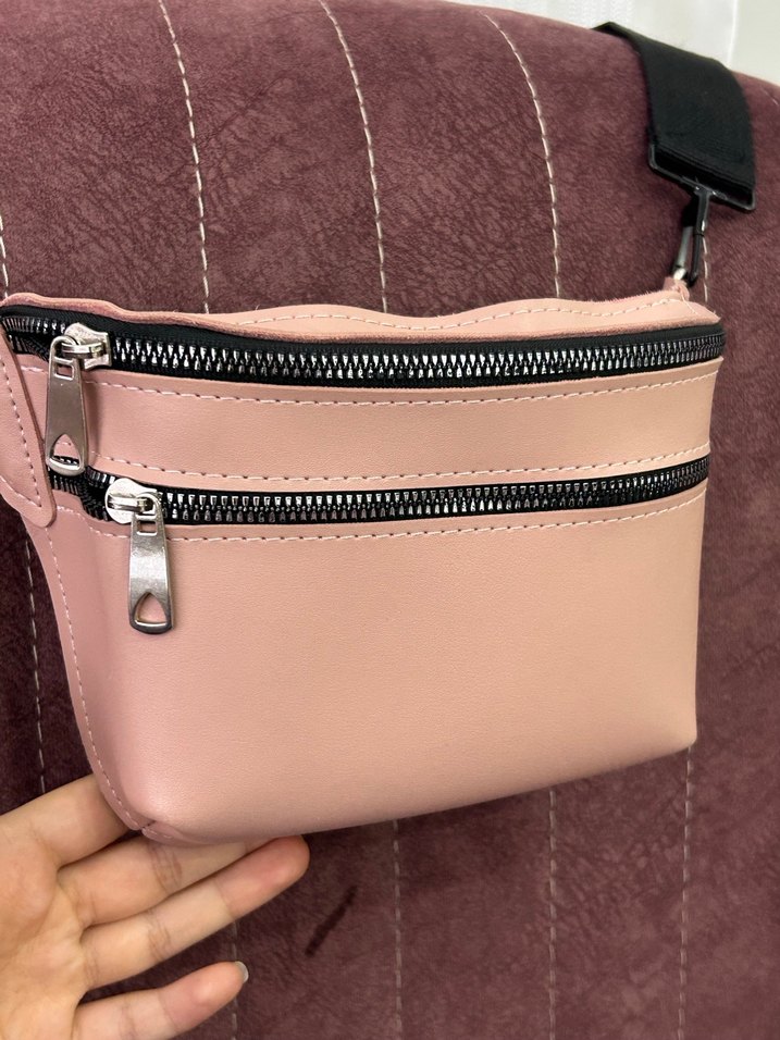 Pembe Deri Kemerli Kadın Çapraz Omuz-Bel Çanta - Görsel 2