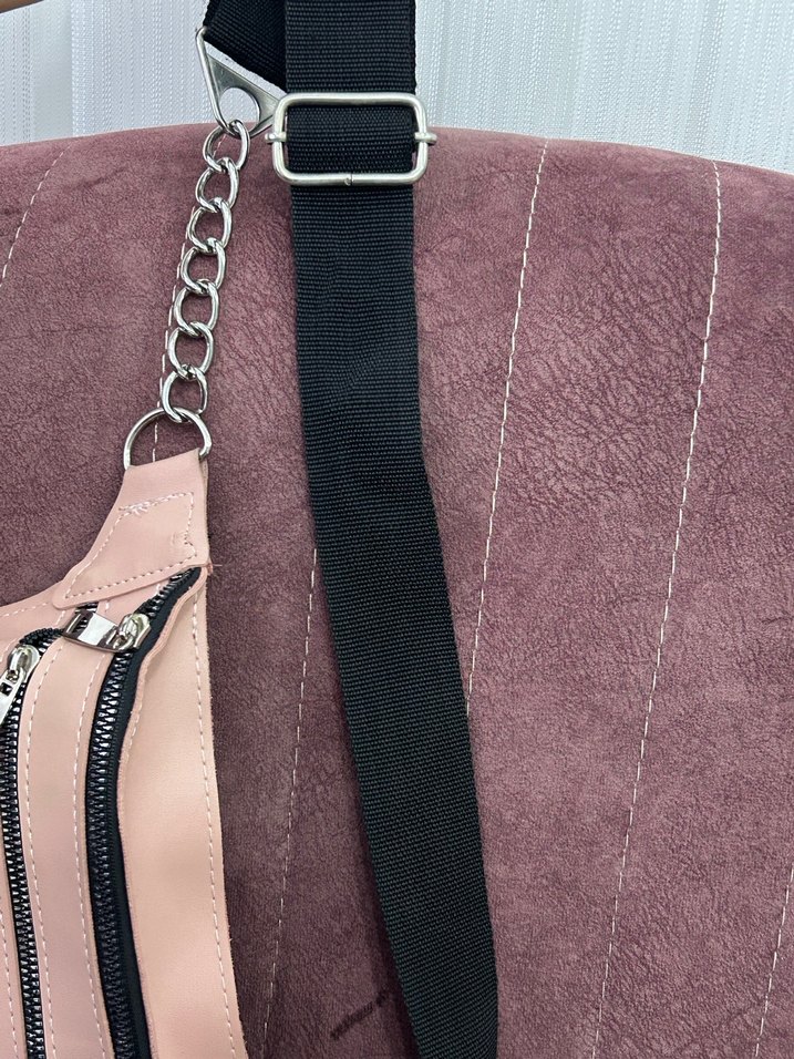 Pembe Deri Kemerli Kadın Çapraz Omuz-Bel Çanta - Görsel 4