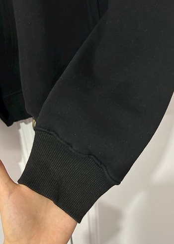 Kapüşonlu Siyah Baskılı Kadın Sweatshirt - Görsel 4