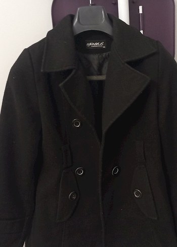 Siyah Çift Düğmeli Kaban - Görsel 2