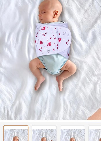 Beyaz Bebek Kundak Örtüsü - Görsel 4