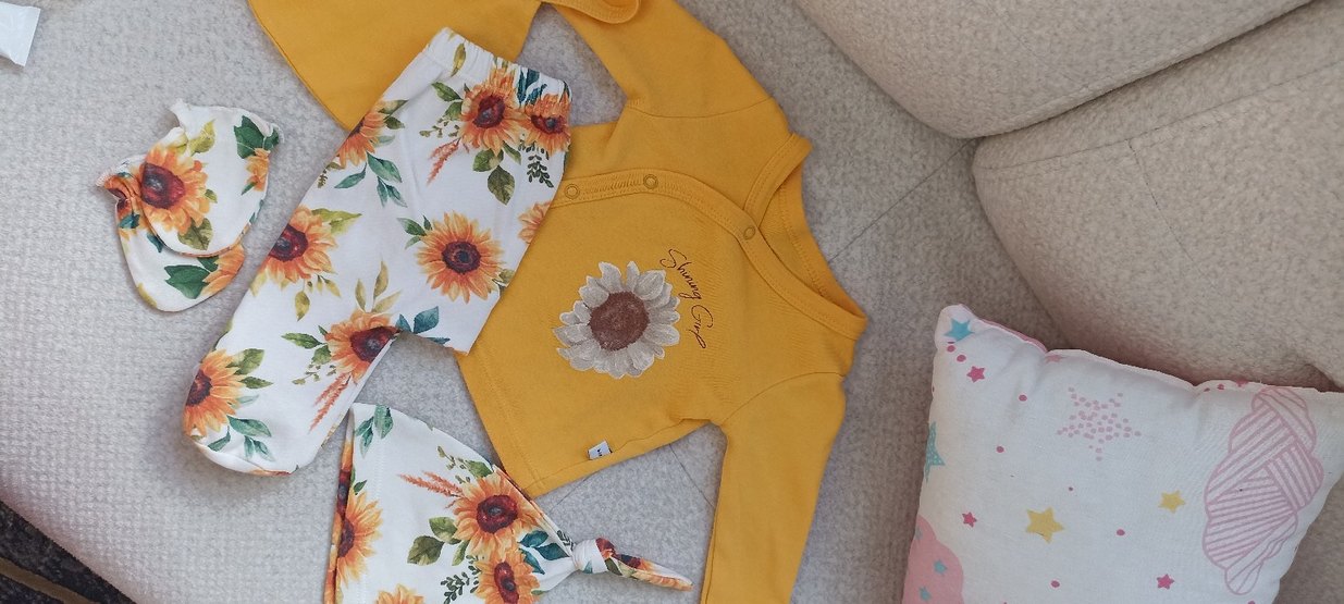 Sarı Ayçiçeği Desenli Bebek Takımı - Görsel 5