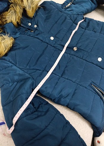 Kadın Mavi Kapüşonlu Kışlık Mont - Görsel 2