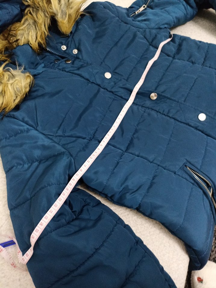 Kadın Mavi Kapüşonlu Kışlık Mont - Görsel 2