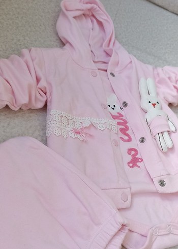 BEBEK KAPÜŞONLU TAKIM 3 PARÇA - Görsel 2