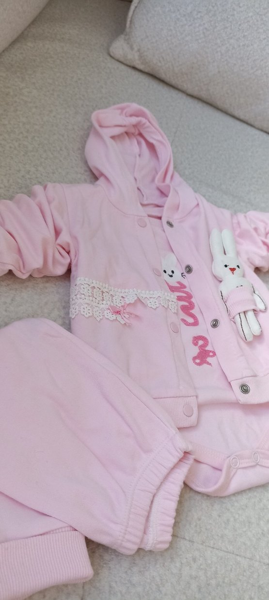 BEBEK KAPÜŞONLU TAKIM 3 PARÇA - Görsel 2