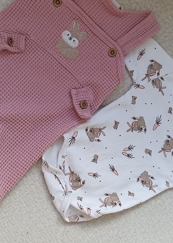 Pembe Triko Bebek Kız Tulum Takımı - Görsel 2