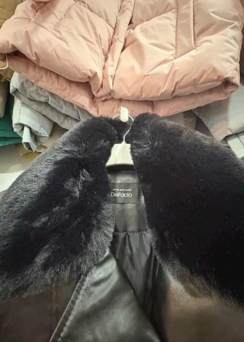 Kadın Siyah Deri Kürklü Biker Ceket - Görsel 2