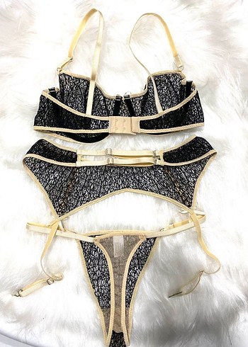 Vintage Nakışlı Siyah Mini Sütyen Takımı S ve L beden var - Görsel 2