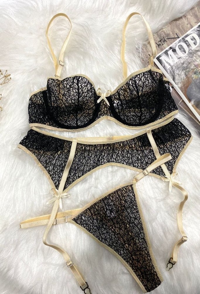 Vintage Nakışlı Siyah Mini Sütyen Takımı S ve L beden var - Görsel 5