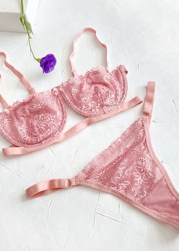 Nakışlı Pembe Bohem Parisian Sütyen Takımı M ve l beden - Görsel 2