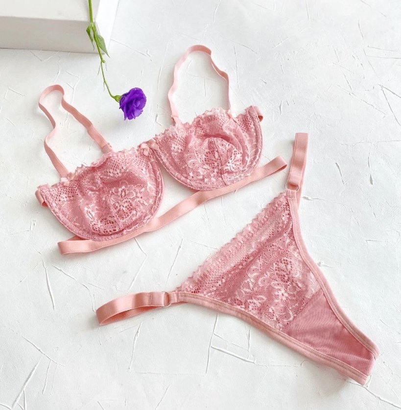 Nakışlı Pembe Bohem Parisian Sütyen Takımı M ve l beden - Görsel 2