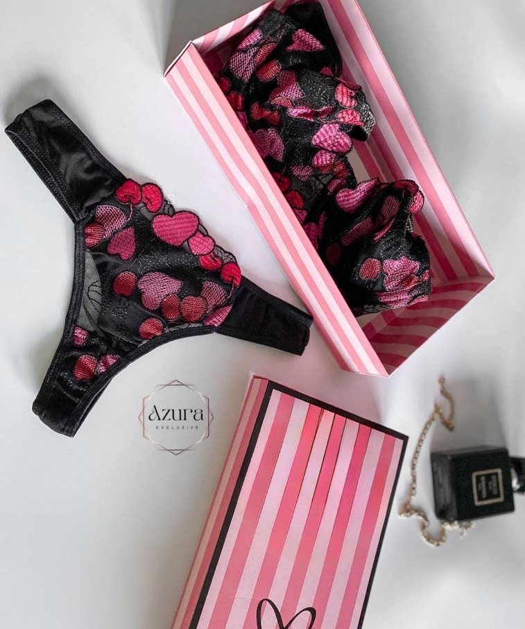 Nakışlı Pembe Siyah Goth Bralet Takım S-M-l beden - Görsel 2