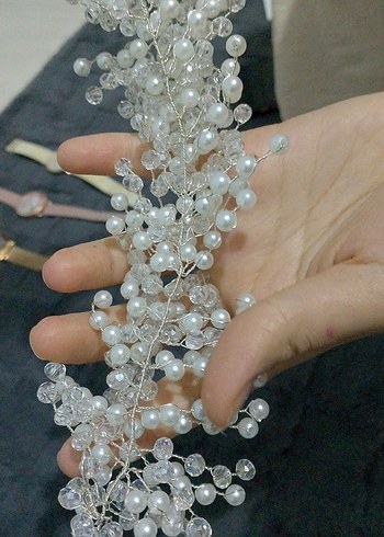 Beyaz Boncuklu Bohem Saç Aksesuar - Görsel 2