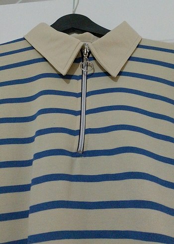 Çizgili Bej Hamile Gömlek - Görsel 4