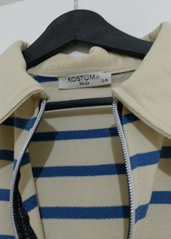 Çizgili Bej Hamile Gömlek - Görsel 5