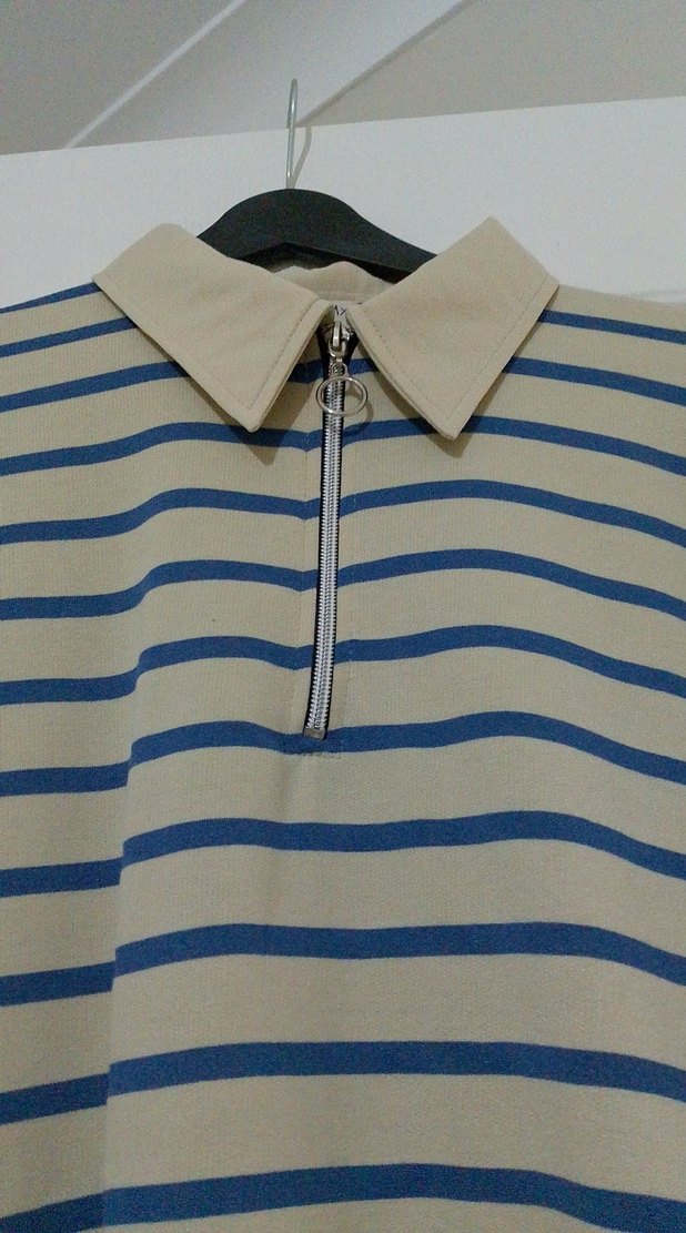 Çizgili Bej Hamile Gömlek - Görsel 4