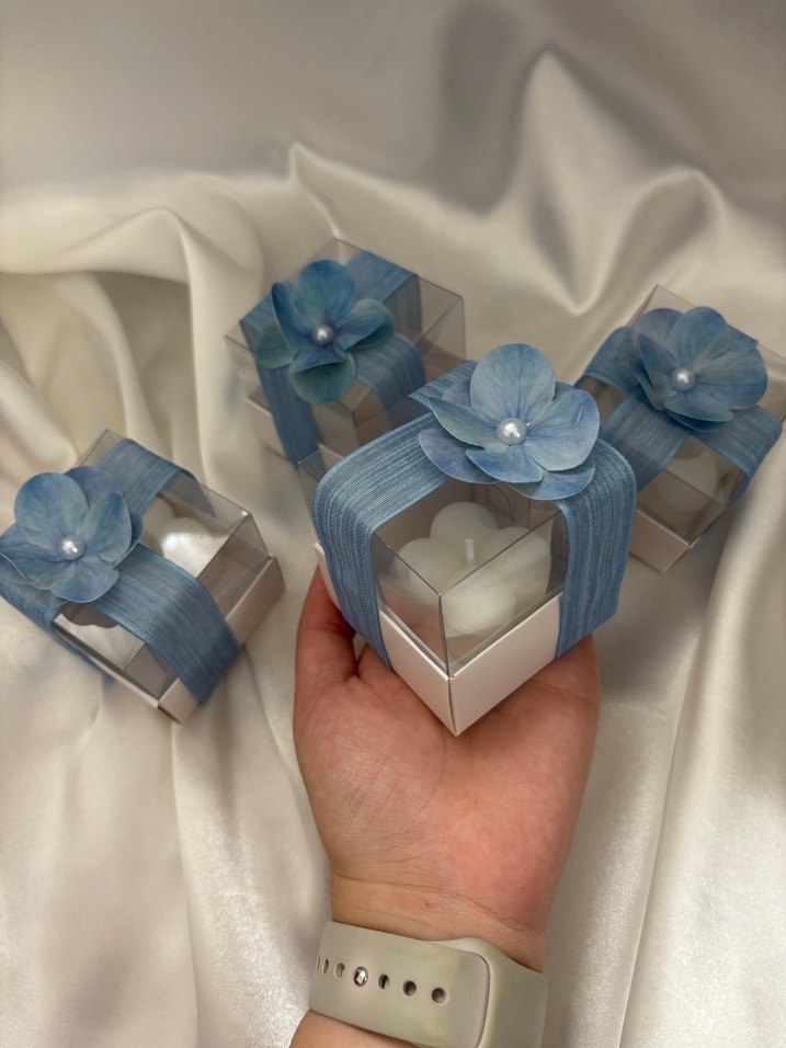 Mavi Çiçekli Hediye Kutusu - Görsel 2