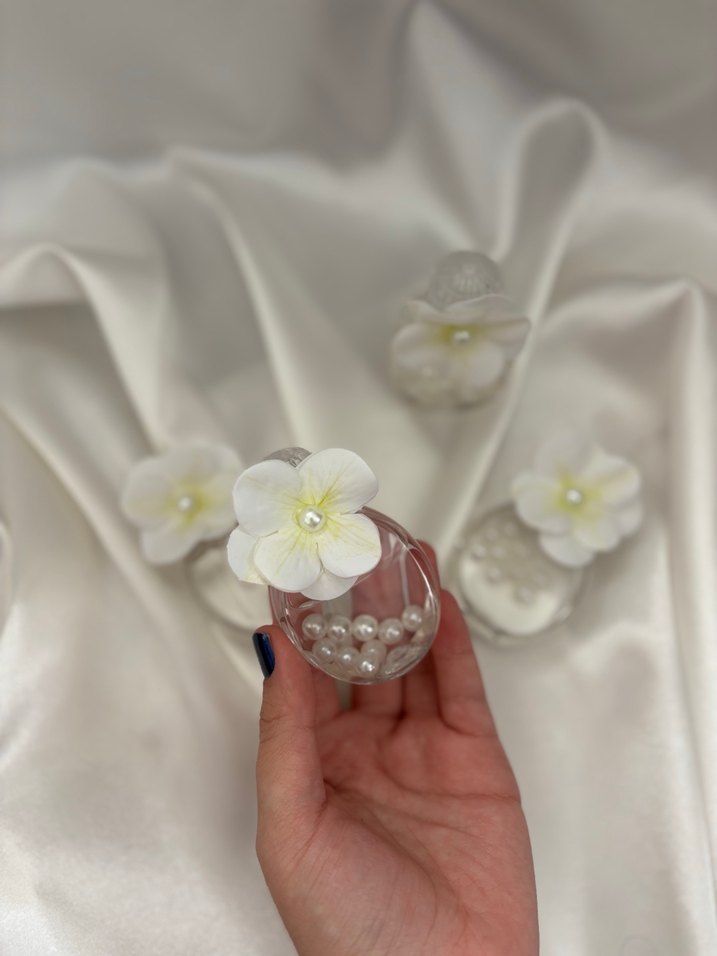 İnci Detaylı Beyaz Ortancalı Kolonya Hediyelik - Görsel 2