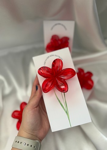 Kırmızı Kartlıklı Lotus Toka Hediyelik - Görsel 2