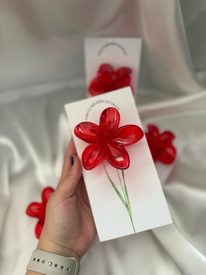 Kırmızı Kartlıklı Lotus Toka Hediyelik - Görsel 2