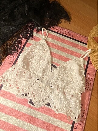 Pull&Bear beyaz askılı 0 pamuk crop XS/34