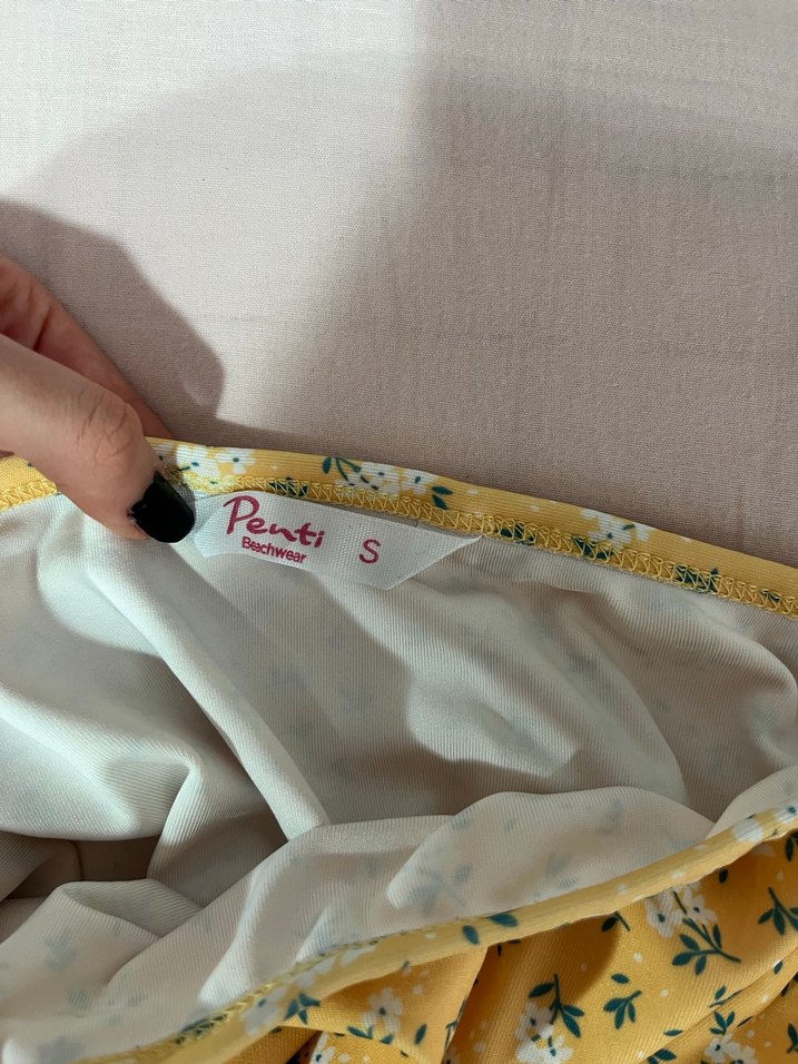 çiçekli sarı pareo etek - Görsel 3