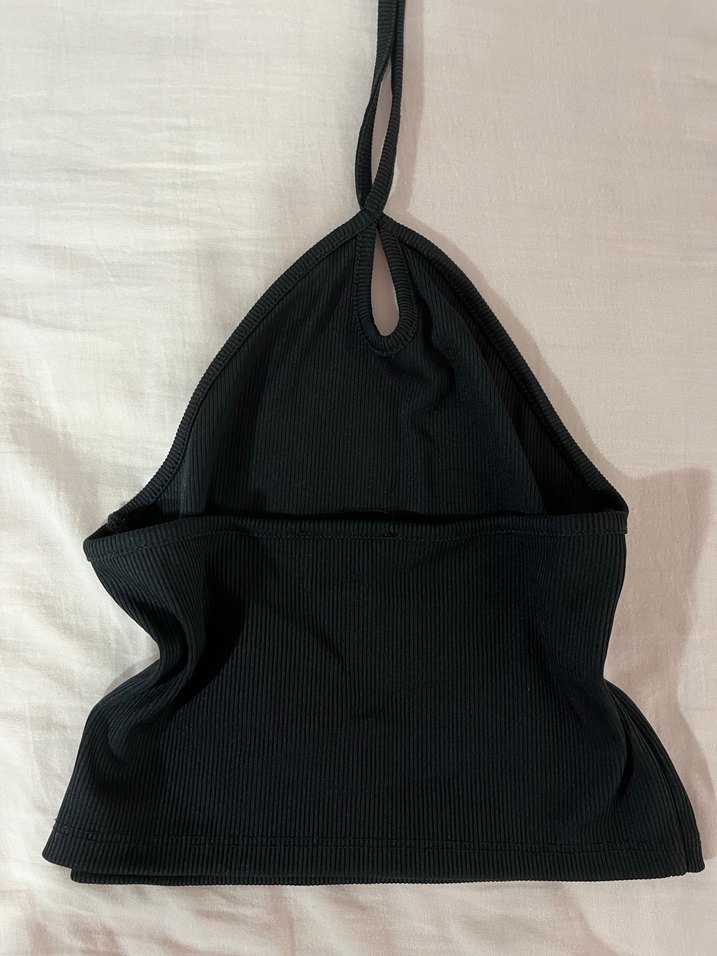 boyundan bağlamalı siyah crop - Görsel 2