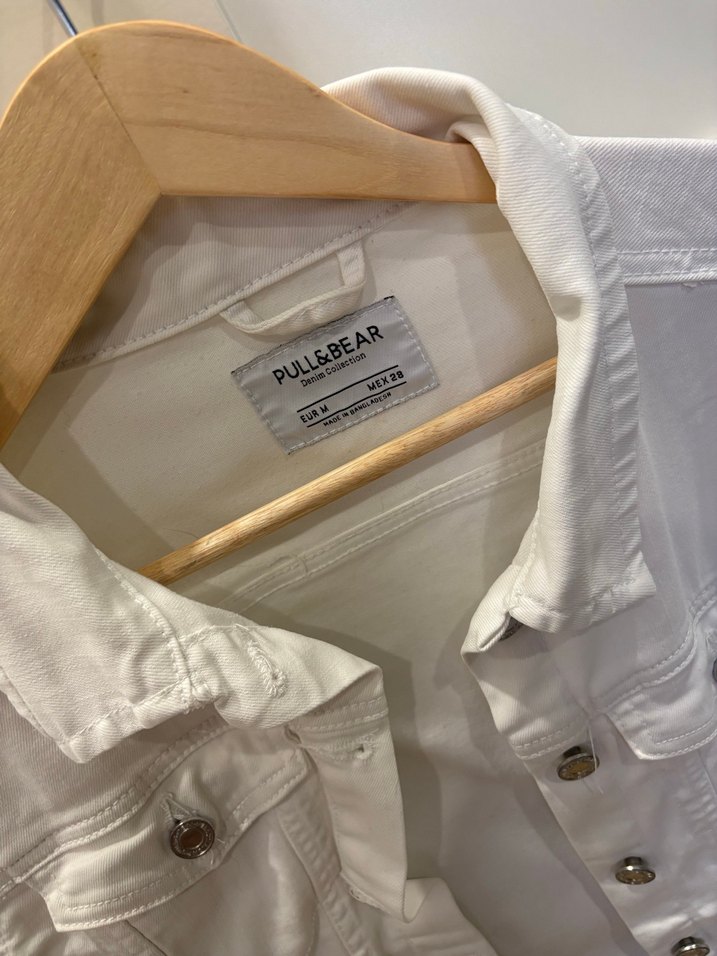 Pull and Bear Beyaz Denim Ceket - Görsel 3