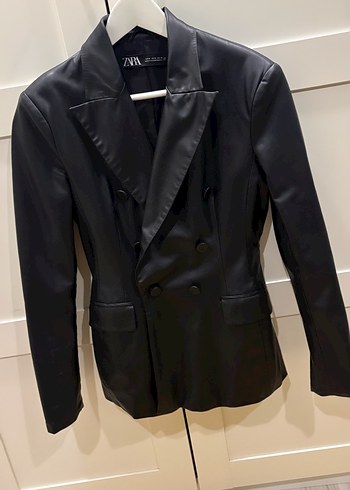 Zara Deri Kadın Ceket Düğmeli - Görsel 2