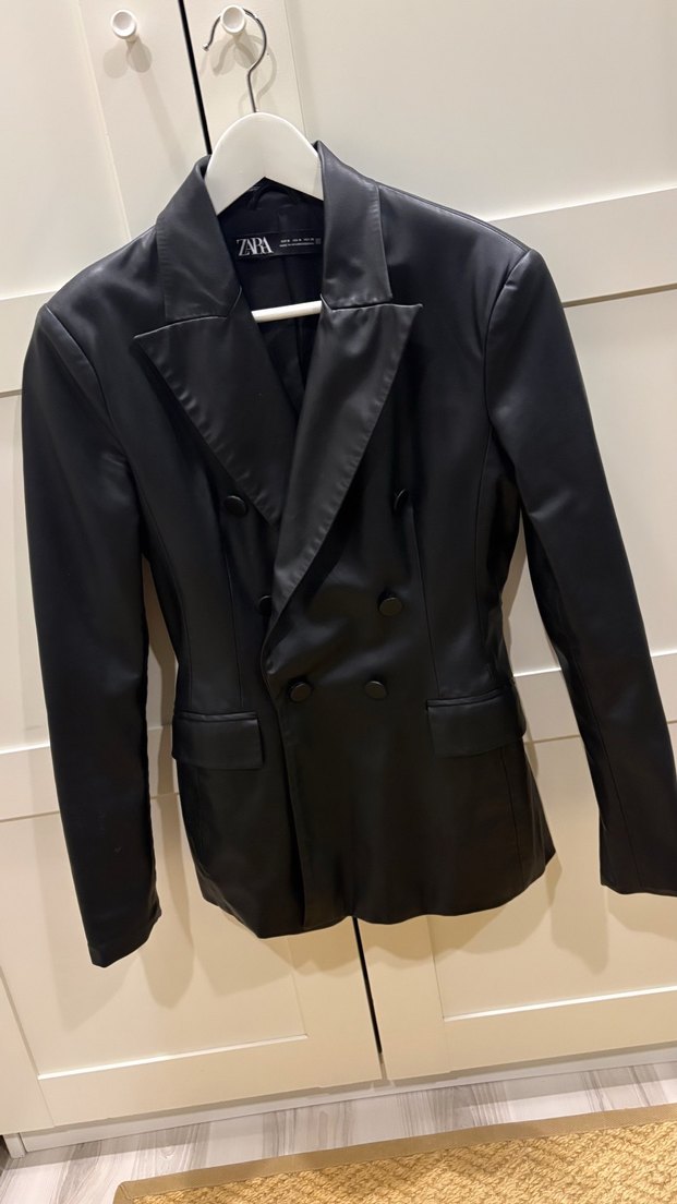 Zara Deri Kadın Ceket Düğmeli - Görsel 2