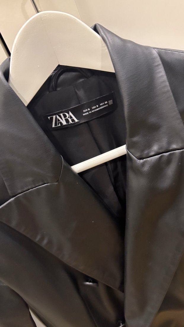 Zara Deri Kadın Ceket Düğmeli - Görsel 3