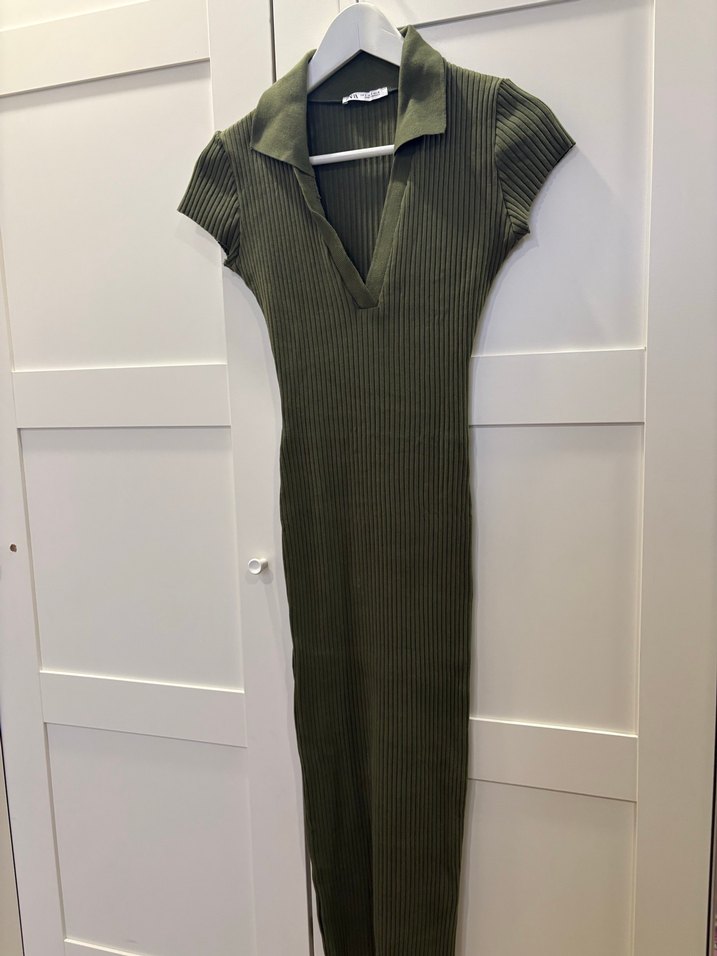 Zara Haki Midi Kalem Elbise - Görsel 2