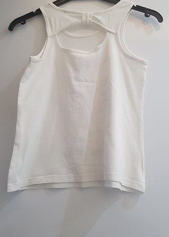 Beyaz Baskılı Kız Çocuk Askısız Pamuklu Tişört - Görsel 2