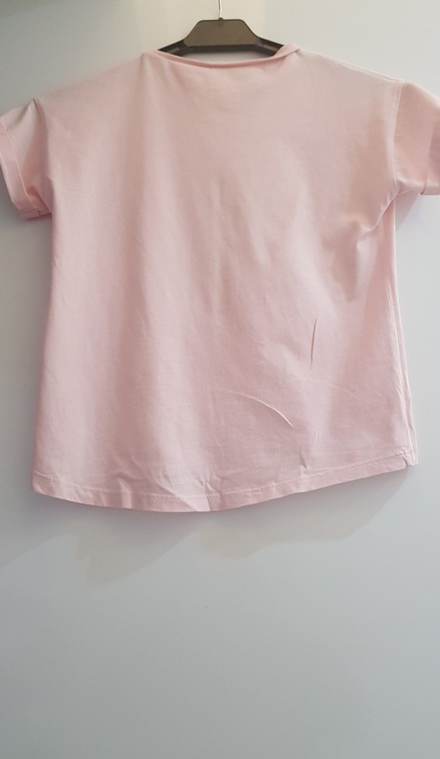 Kız Çocuk Pembe Unicorn Baskılı Tişört - Görsel 2