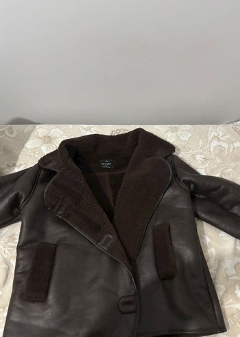 Kahverengi Kürklü Deri Kadın Biker Ceket - Görsel 4