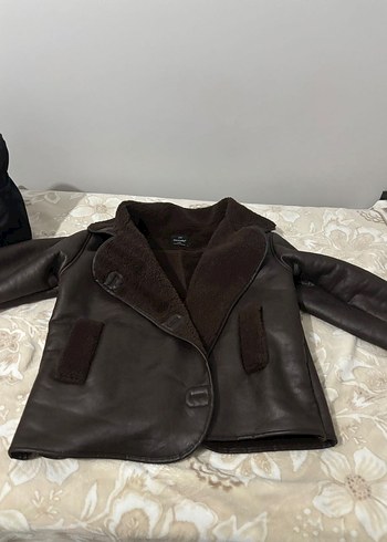 Kahverengi Kürklü Deri Kadın Biker Ceket - Görsel 2