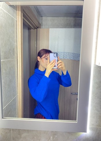 Mavi Balıkçı Yaka Kadın Triko - Görsel 2