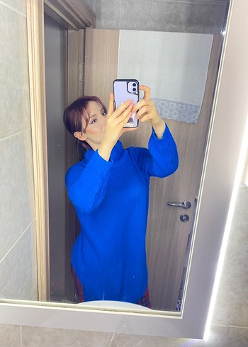 Mavi Balıkçı Yaka Kadın Triko - Görsel 3