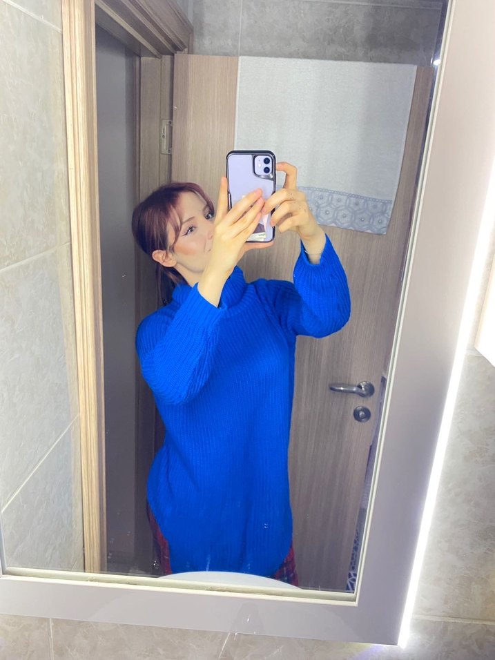 Mavi Balıkçı Yaka Kadın Triko - Görsel 3