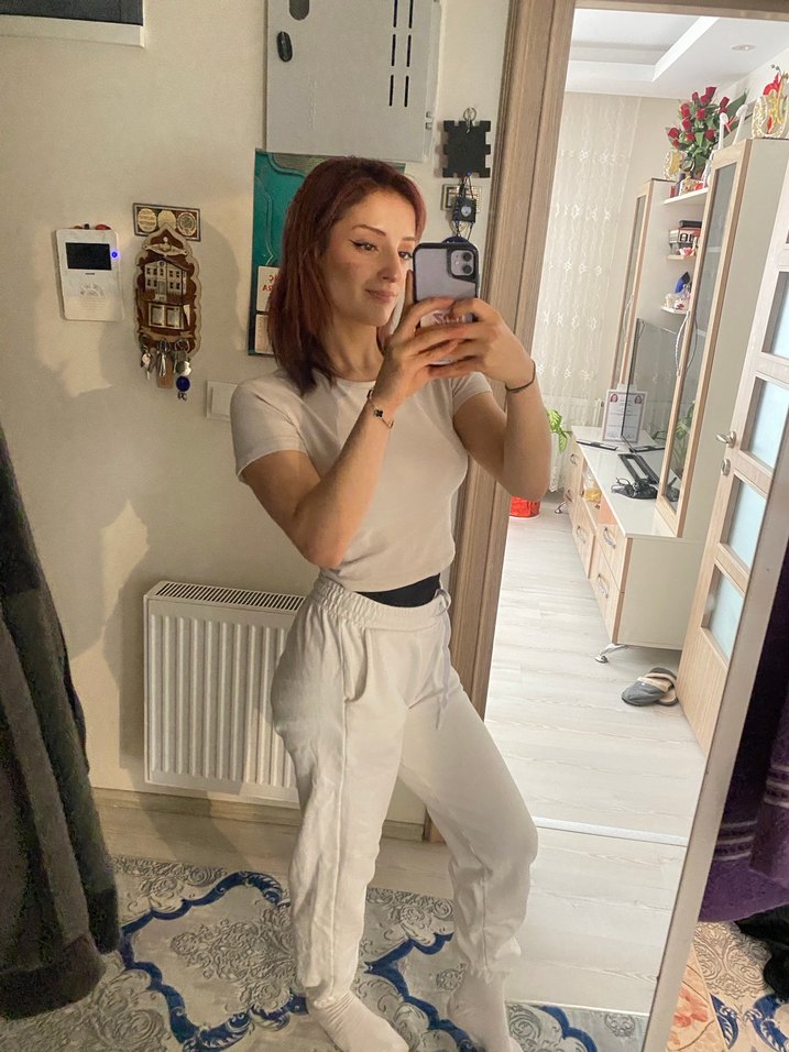 Beyaz Kadın Pamuklu Eşofman Altı - Görsel 3