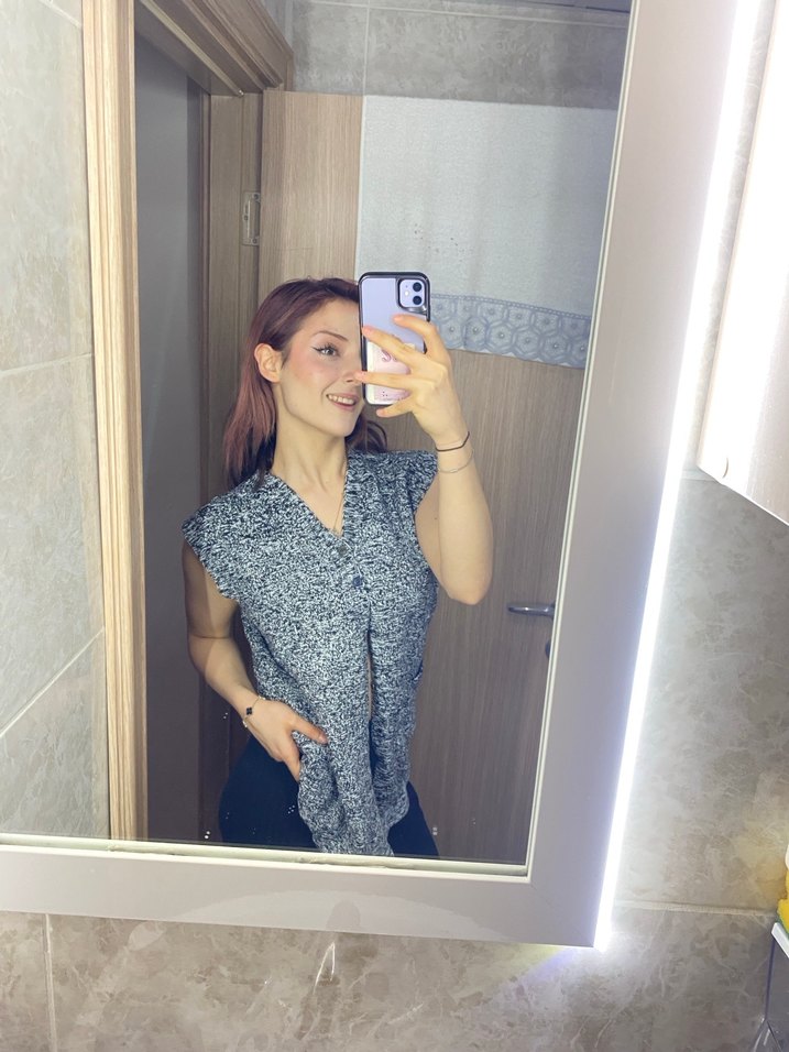 siyah Beyaz örgü kazak - Görsel 2