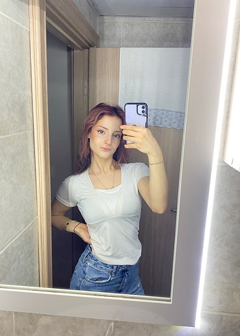 Beyaz V Yakalı Dar Kesim Kadın Tişört compression kadın - Görsel 2