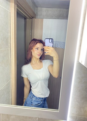 Beyaz V Yakalı Dar Kesim Kadın Tişört compression kadın - Görsel 3