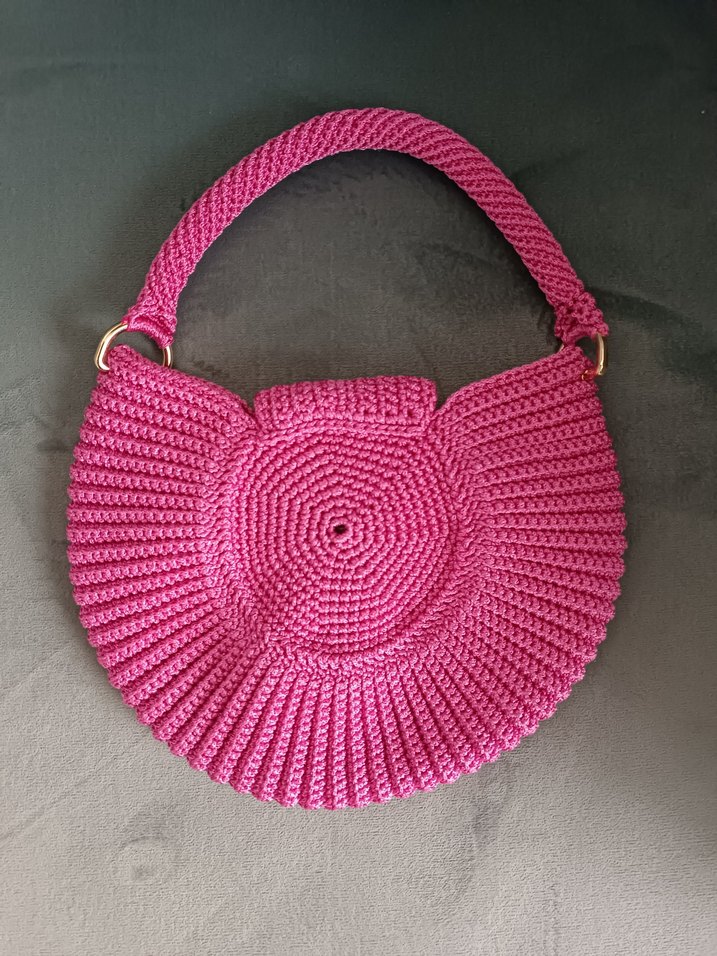 El Yapımı Pembe Midye Şekilli Örgü Kadın Çanta - Görsel 2