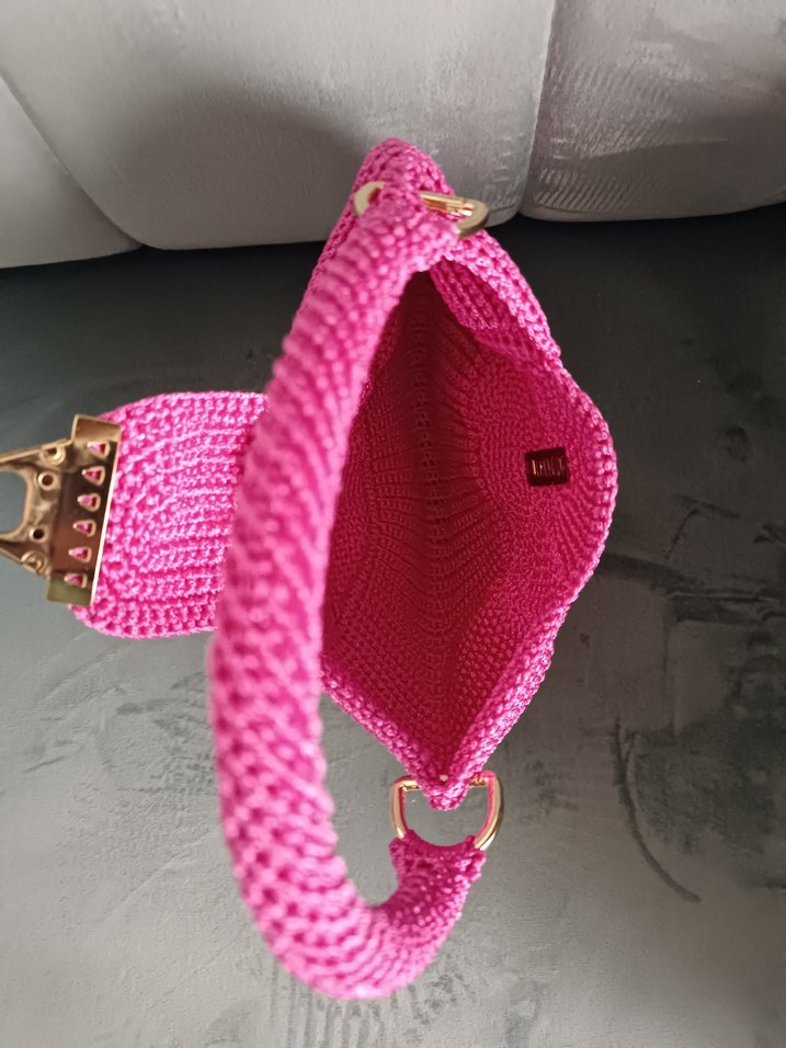 El Yapımı Pembe Midye Şekilli Örgü Kadın Çanta - Görsel 3