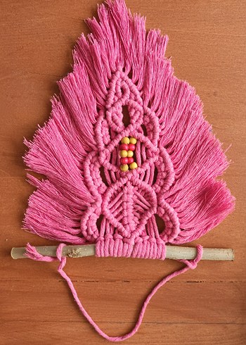 Pembe Makrome Duvar Dekoru - Görsel 2